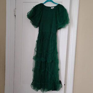 Pologram Green Tulle Midi Dress